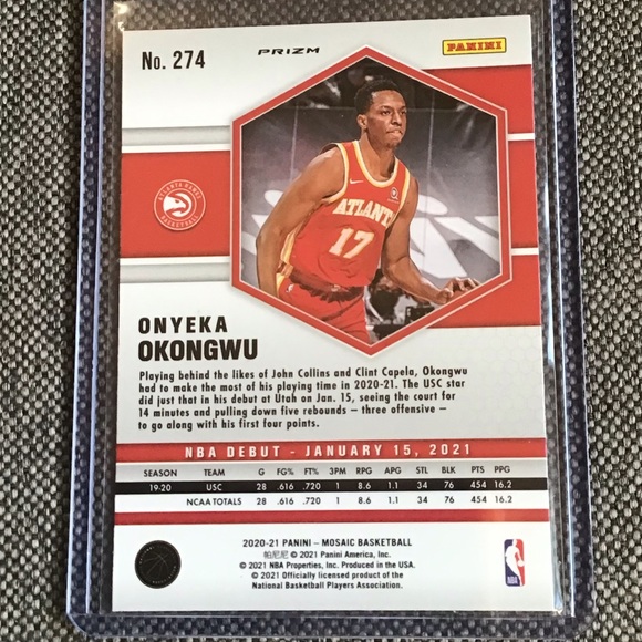 Onyeka Okongwu 2021 Panini Mosaic NBA Debut Rookie Card Refractive Yellow Red - Picture 2 of 2